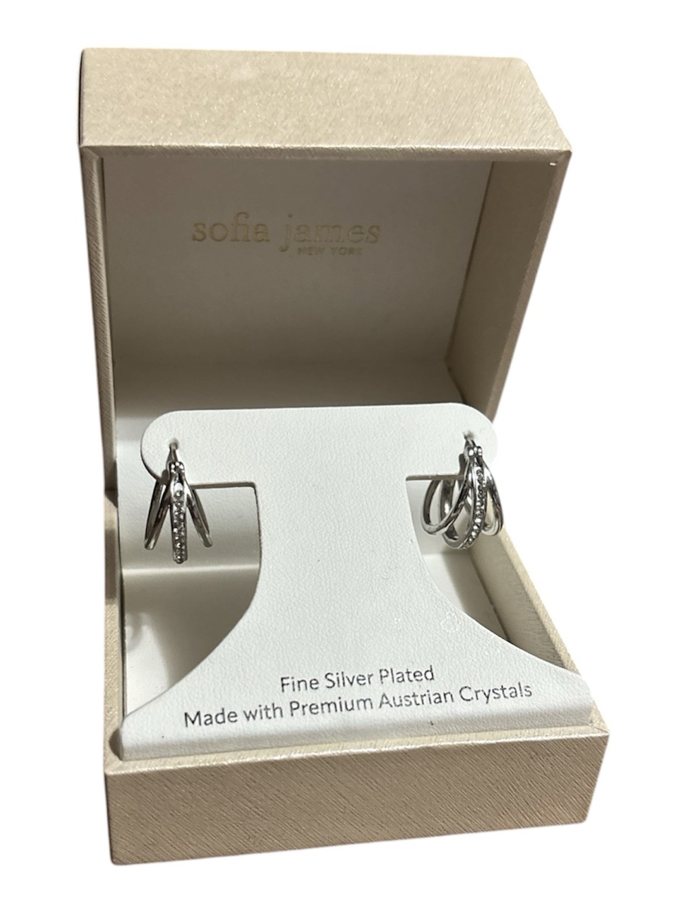 Sofia James Silver-Plated Multi-Hoop Crystal Earrings - Silver